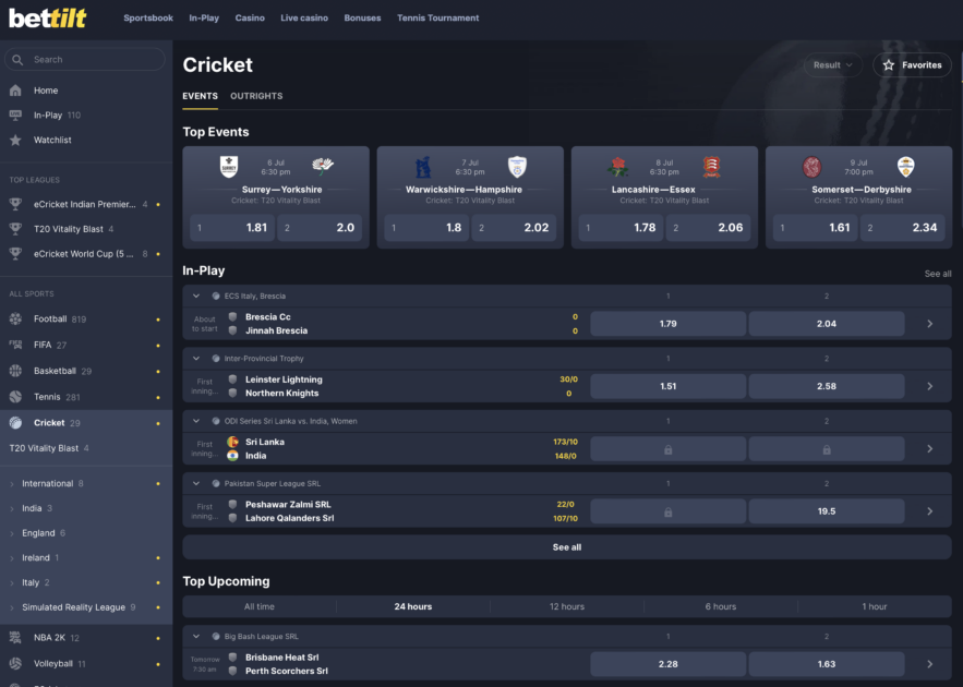 cricket betting bettilt screen shot