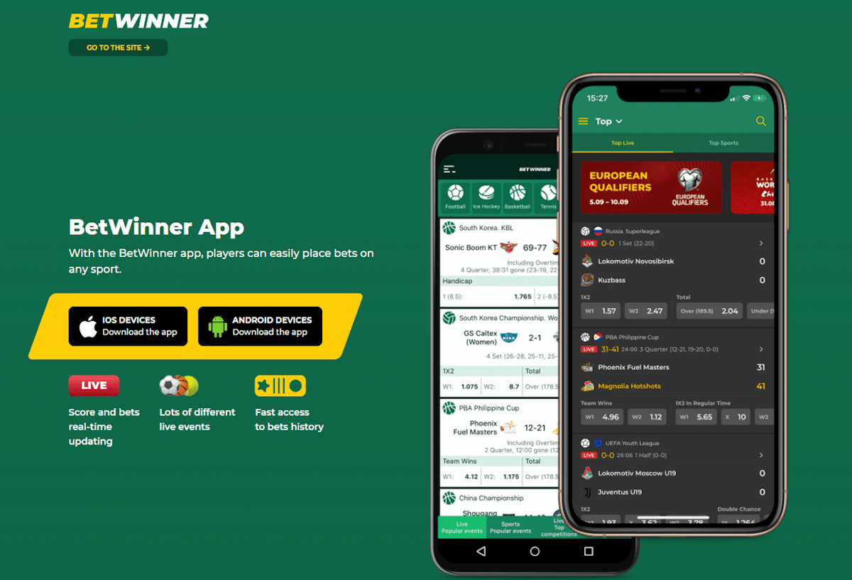 Betwinner image showing details of their iOS and Adroid apps